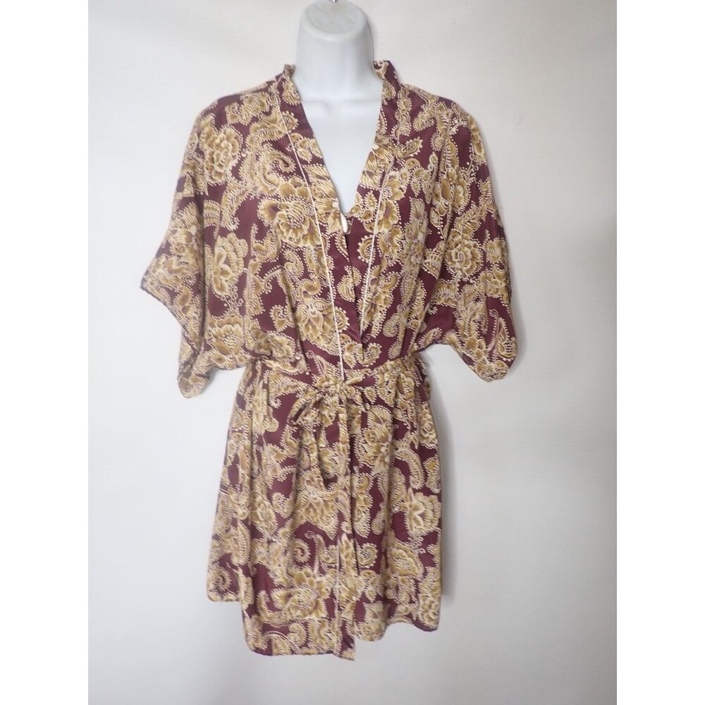 Val Mode Sleeveless Nightgown Short Sleeve Robe Paisley‎ Women M Vintage